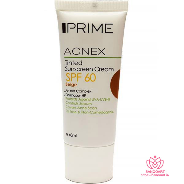کرم ضد آفتاب رنگی پریم مدل Acnex Beige SPF60 حجم 40 میلی لیتر